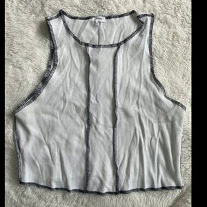 Garage White Crop Tank with Black Trim
